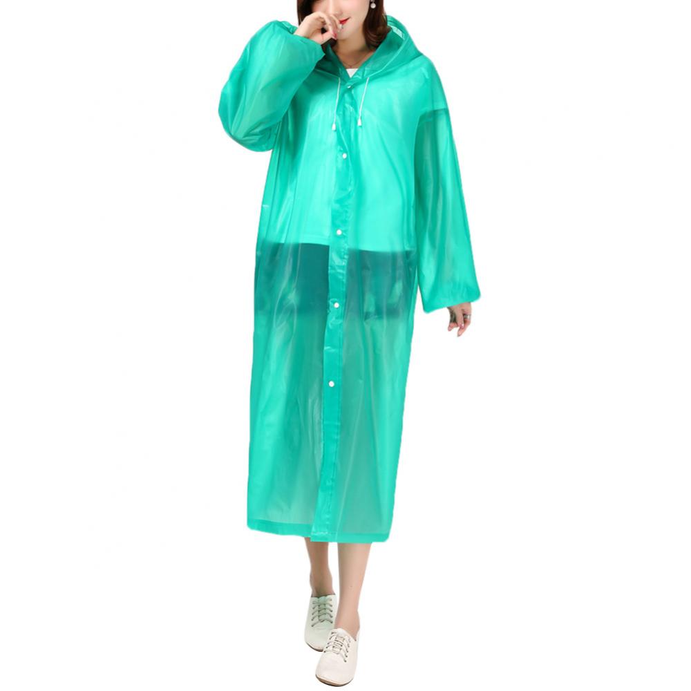 Reusable Unisex Raincoat Waterproof Rain Coat Women Men Hooded Poncho Rainwear Adults Rain Jacket chubasquero mujer плащ женский: Green
