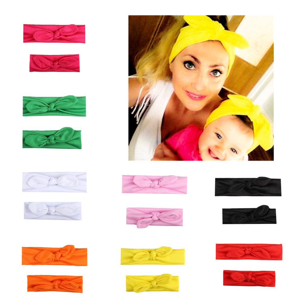 2 stks/set Bow Hoofddeksels Hair Band Haar Accessoires Voor Vrouwen Mom Baby Print Suit Rood Wit Punt Konijnenoren Houder haar