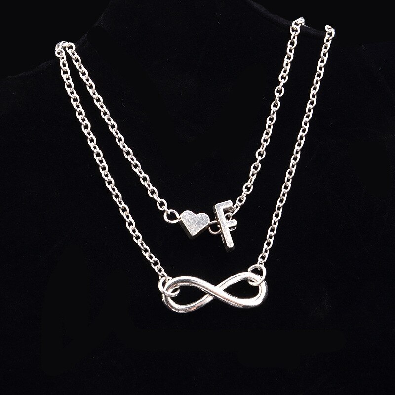 Heart Infinity Female Anklets Silver Color 26 Initial Letter Beach Foot Ankle Chain Bracelets for Women Jewelry: F