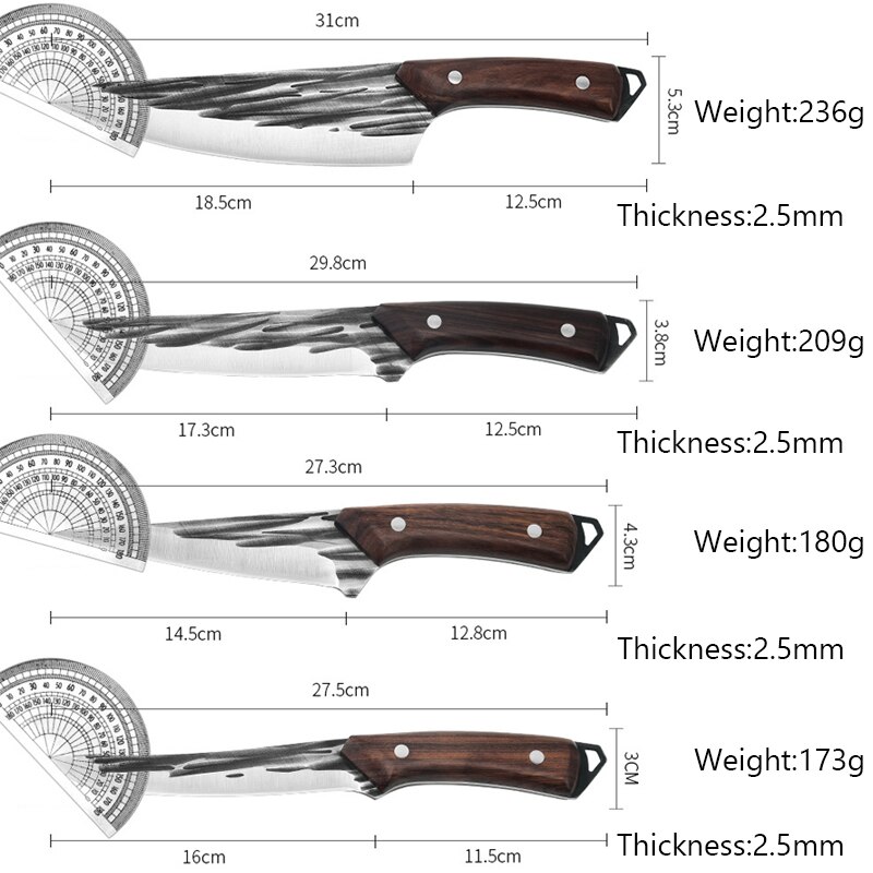 Forged Boning Knife Set Handmade Chef Knife Kitchen Knife Slaughtering Knife Wooden Handle Knife Cooking Tools