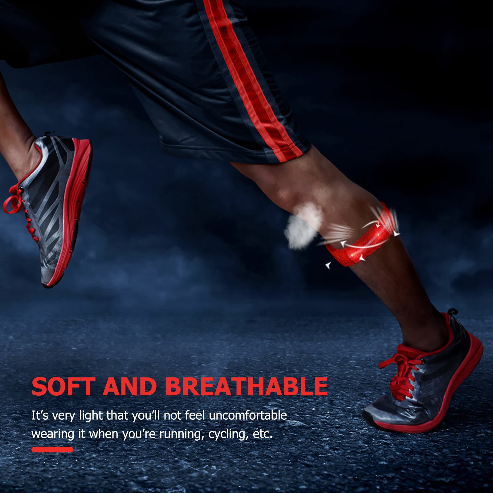 1Pc Arm Safety Signal Light LED Light Armband Night Running Glowing Armlet (Red)