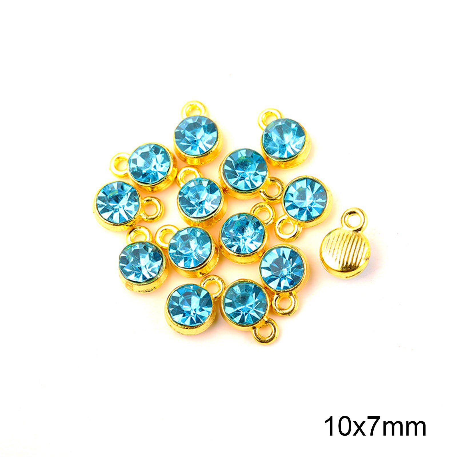 Doreen Box Charms in lega di zinco e vetro Birthstone rotondi placcati in oro viola 10mm x 7mm, 20 pezzi: 3