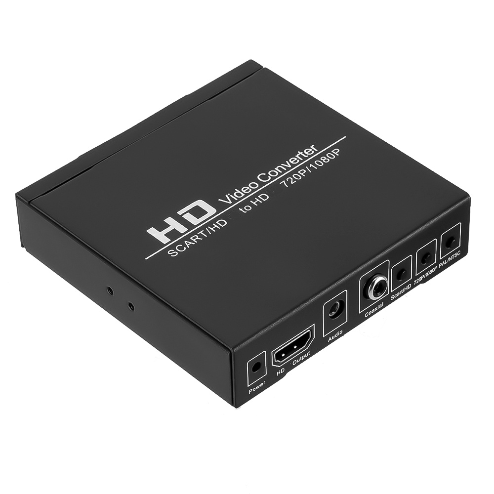 Convertidor Digital SCART HD a HD de 1080P, convertidor de vídeo de alta definición, adaptador de enchufe de alimentación UE/EE. UU. para HDTV HD