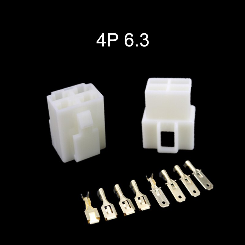 5 Juegos 6,3mm 2/3/4/6/ pin Automotive 6,3 cable eléctrico conector macho hembra cable Kits enchufes de terminal motocicleta ebike Coche: 4P