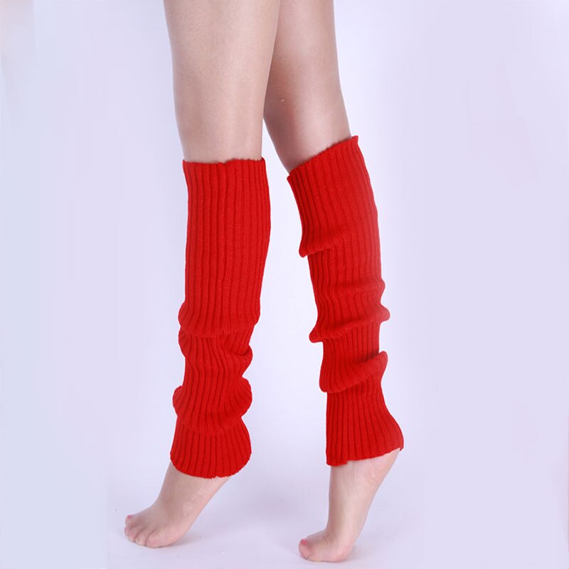 Nyligt 1 par stilfulde kvinder strikning benvarmer vinter strik hæklet dame legging fodvarmer: Rød