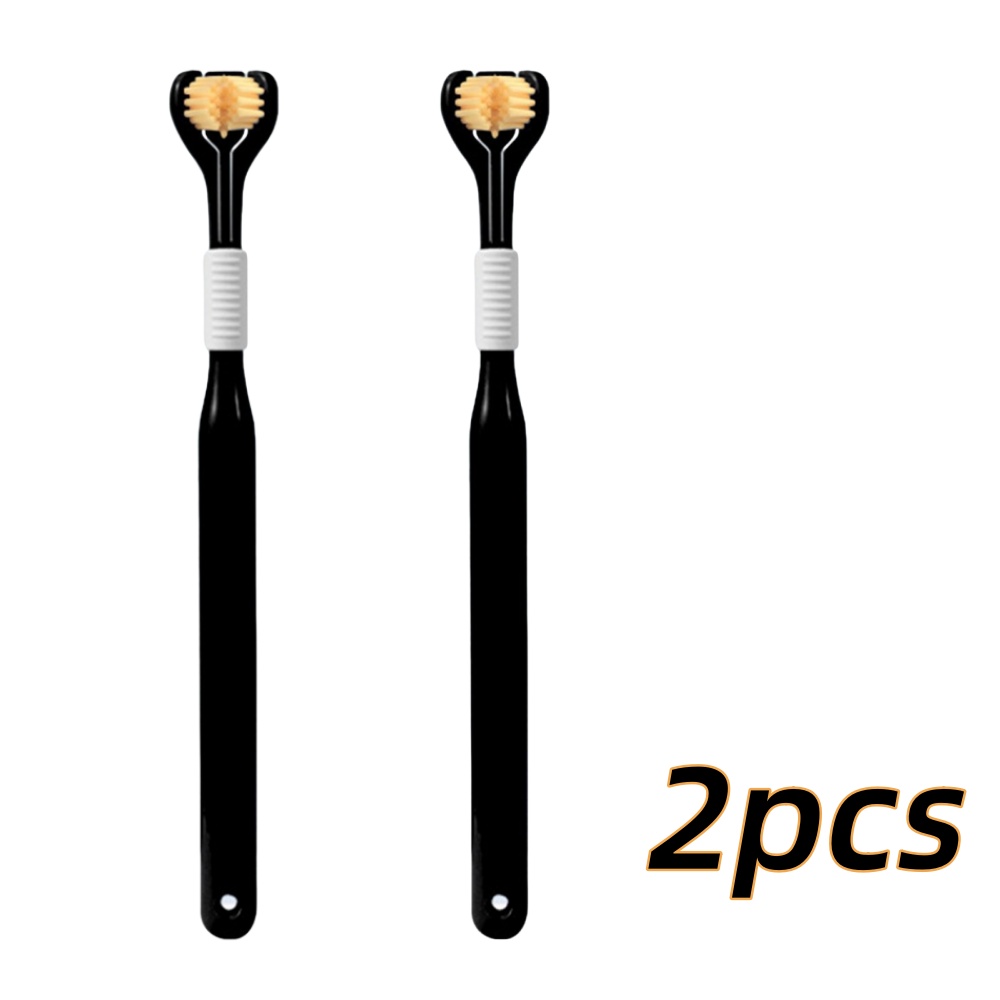 Cepillo de dientes de 3 lados de cerdas suaves, limpieza suave, cepillo de dientes para adultos para el cuidado completo de las encías, sensorial para autismo, herramienta de salud bucal, 4 Uds.: Morado