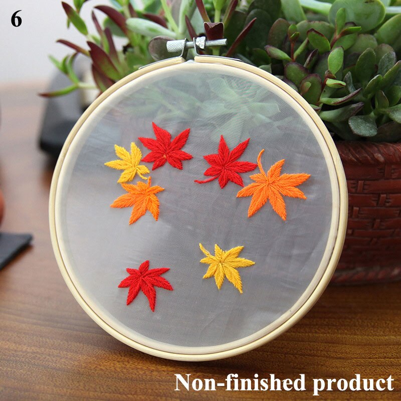 Diy broderi kit hængende billeder nybegynder broderi diy materiale kits stitch kit europæisk stil broderi blomst værktøj kit: 6