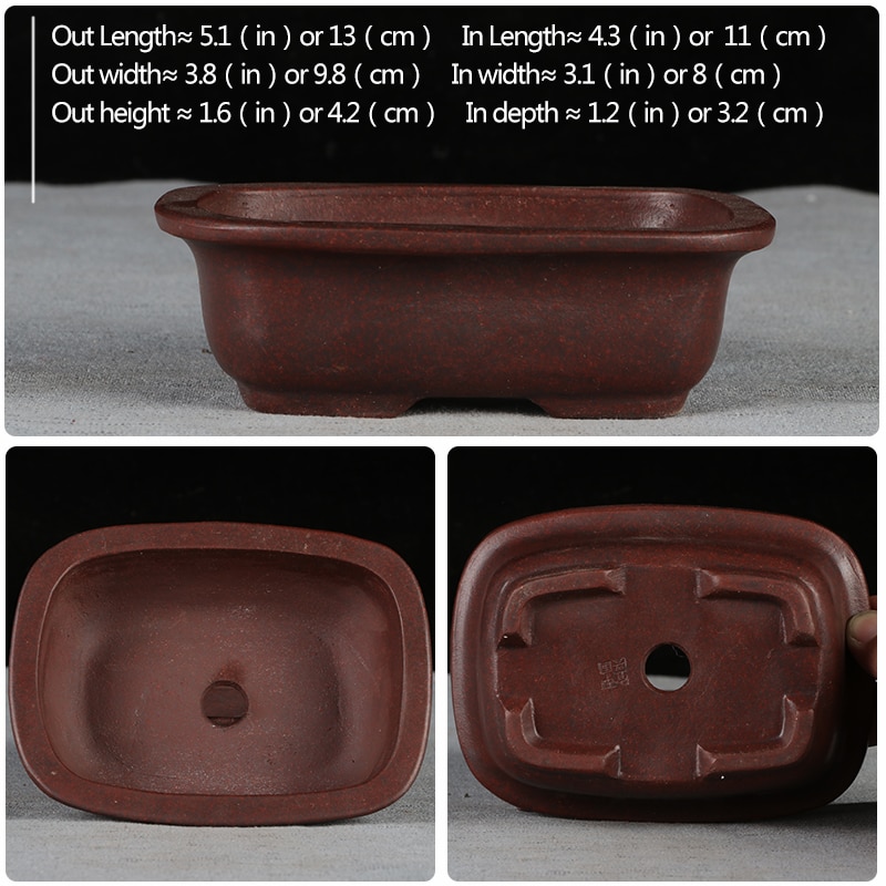 Mini pot à fleurs à sable violet | Petit pot à bonsaï, bassin non glaçure, pot de fleurs de jardin, YiXing: Mini-Old-red-12
