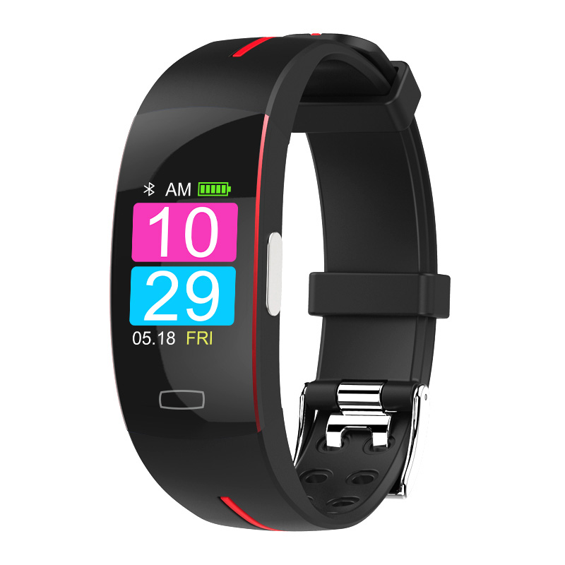 P3 Plus montre intelligente PPG + ECG moniteur de fréquence cardiaque précis moniteur de pression artérielle rapport météo Bracelet pk Fitbits android IOS: red