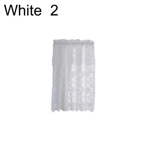 Paravent en dentelle à motif délicat de fleurs, 3 tailles, blanc et bleu, pour fenêtre de balcon, rideau court en gaze, cantonnière de cuisine, décoration de maison: White 2