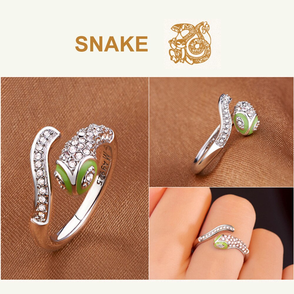 Koper Plated Crystal Mooie Hond Varken Konijn Aap Ingelegd Dier Ringen Vrouwen Meisje Opening Ring Wedding Party Sieraden: 6
