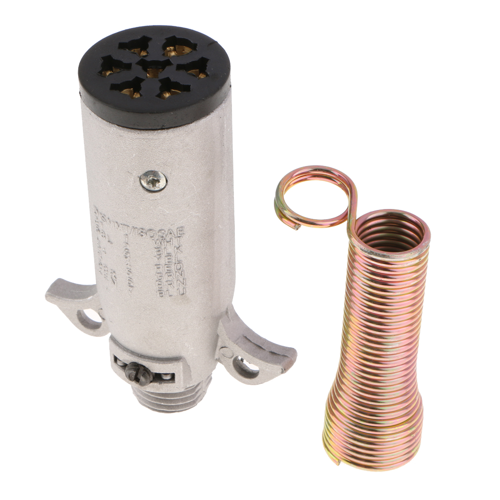 Metal 7 Way Plug Semi Trailer Light Connector Round Split Pin Receptacle