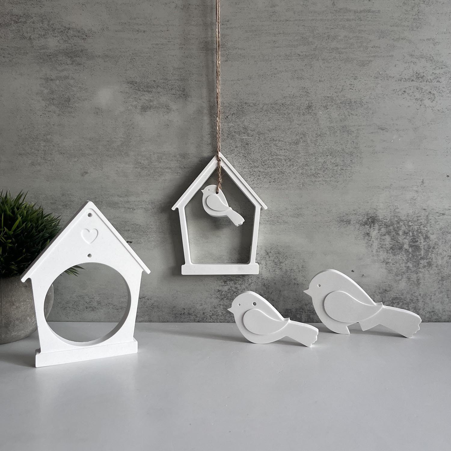 Decoratieve hanger met huisvogel, gemaakt van siliconen, mal voor lentevogel, gipsen ornament.