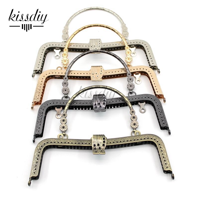 KISSDIY-Marco de Metal Vintage para bolso, accesorio para bolso con asa de cierre, Bronce Antiguo, plata, dorado, beso, 20,5 cm, 3 unids/lote