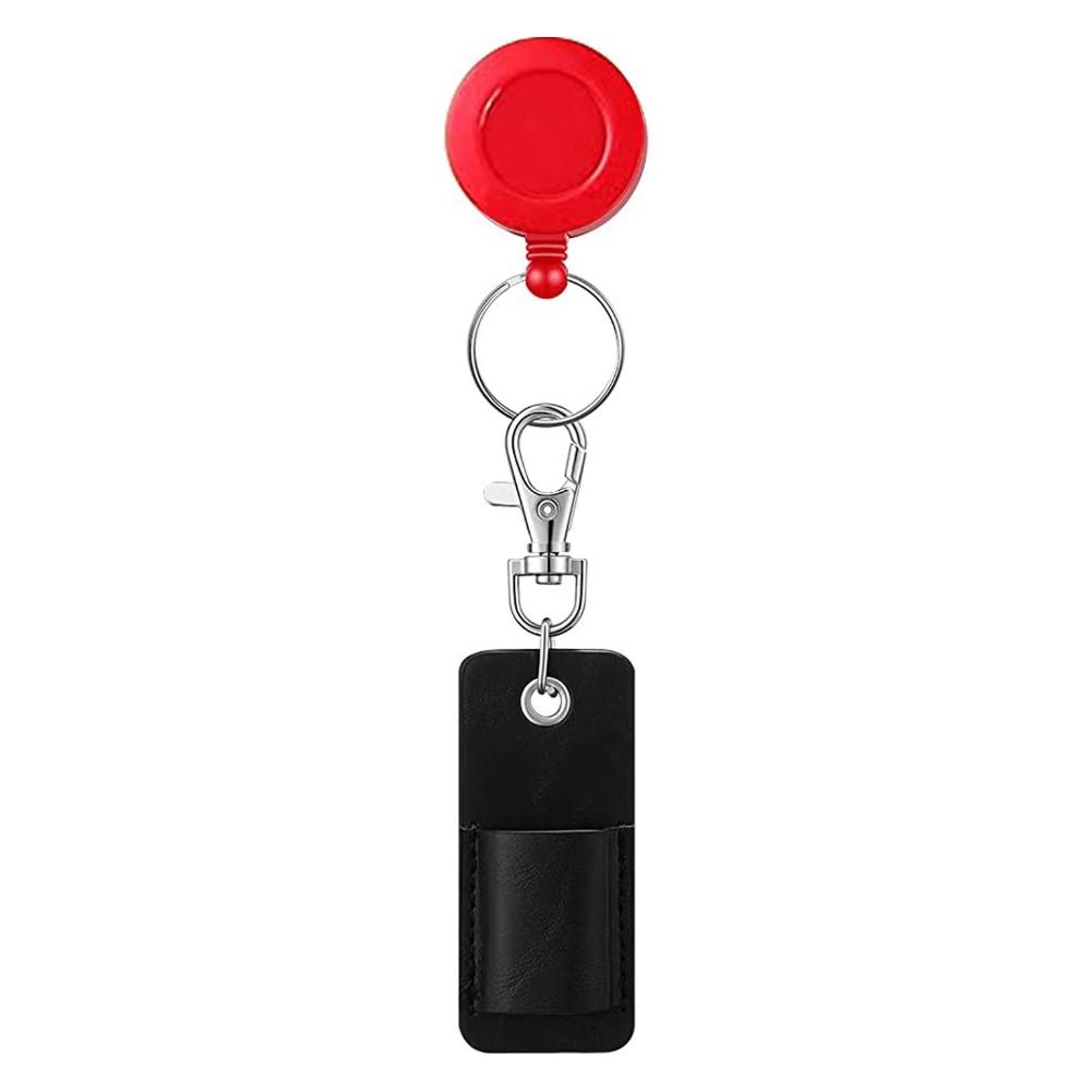 Penhouder Sleutelhanger Badge Reel Penhouder Penorganisator Mouwzakje Sleutelhanger met karabijnhaak PU-leer Intrekbaar