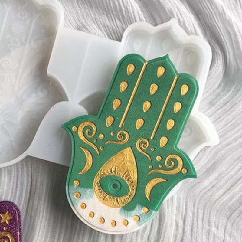 Handflächen-amulett-kristall-epoxidharzform, hamsa-hand-silikonform, diy-bastelarbeiten, tablett- und schalendekorationen, gießwerkzeuge