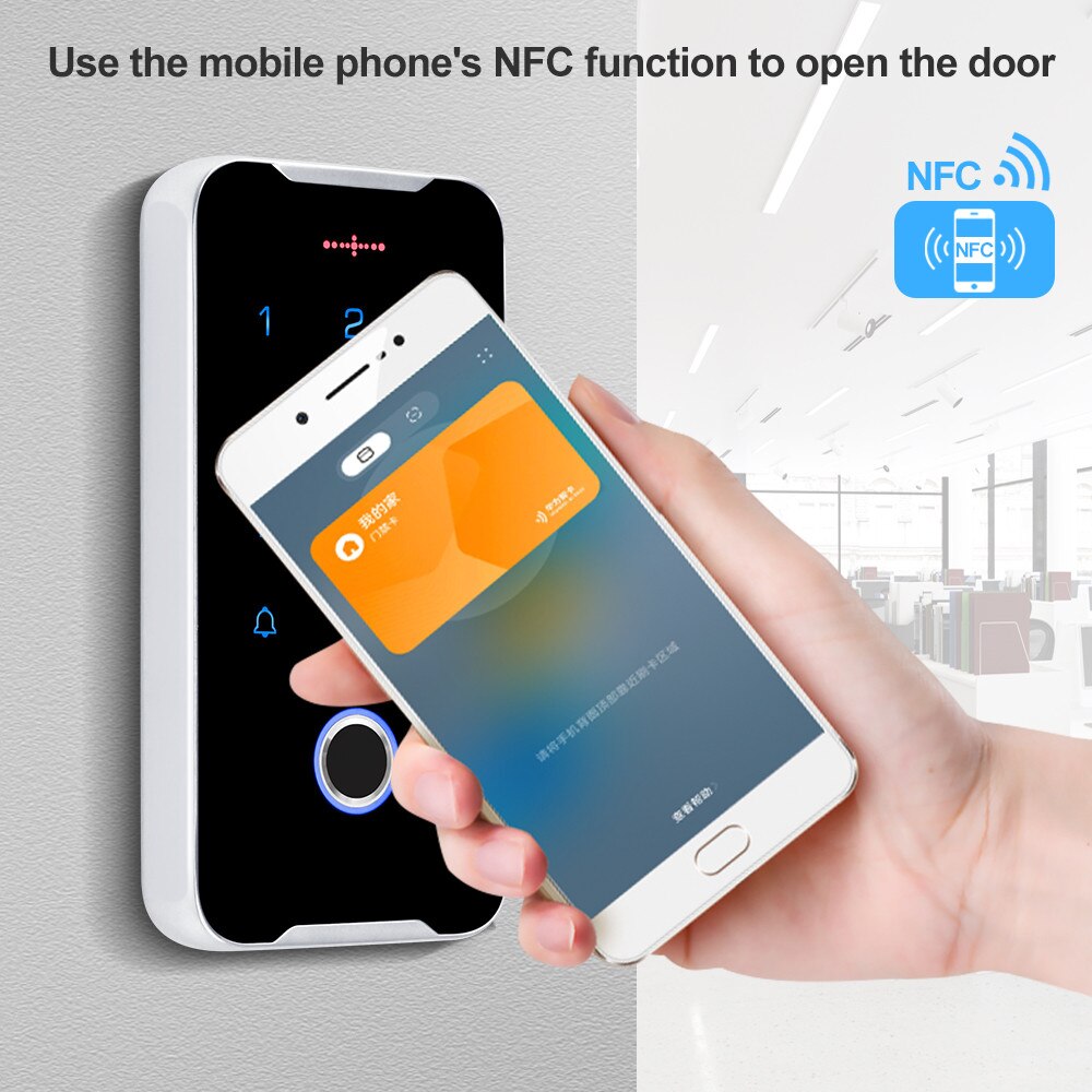 Mobile Phone NFC Access Control Keypad RFID Keyboard Access Controller System Fingerprint IP68 Waterproof 13.56MHz Card Reader