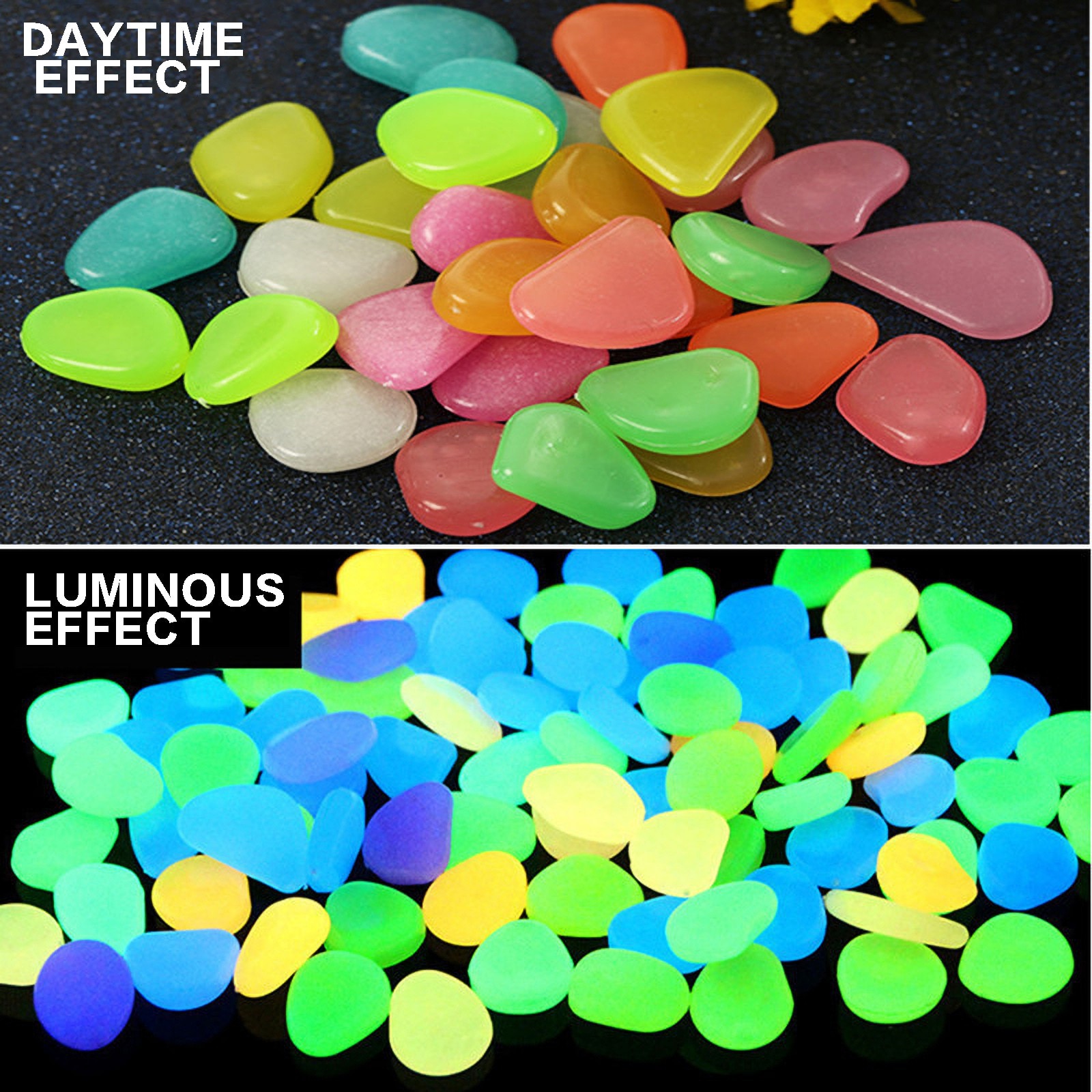 Luminous Stone Aquarium Decor Glow In The Dark Pebbles Luminous Stones Rocks Aquariums Garden Decoration 50pcs Garden Decor