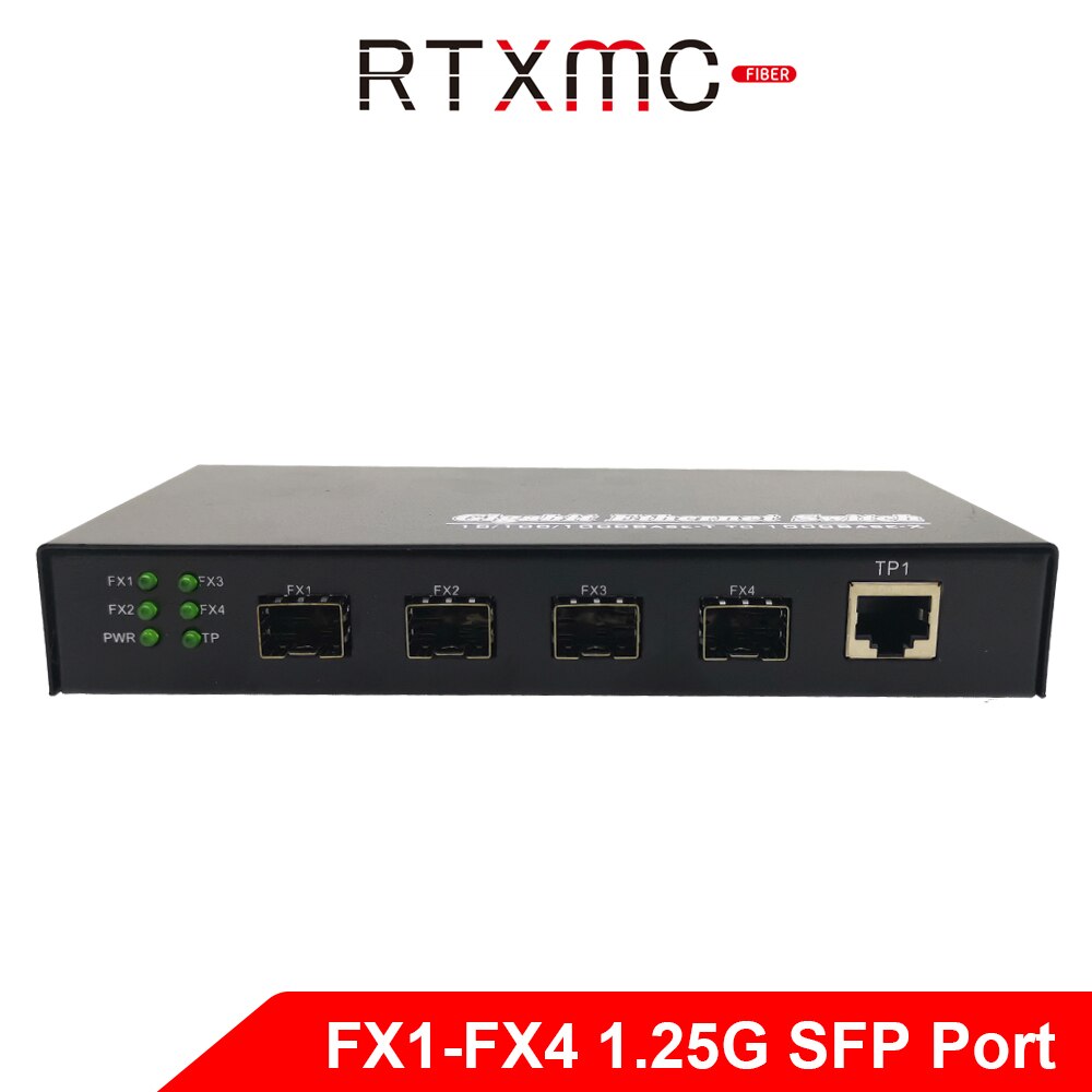 Switch Ethernet Gigabit fibra Ethernet 4 porte 1.25G fibra SFP e 3 porte 10/100/1000M Switch fibra Gigabit UPT con alimentatore
