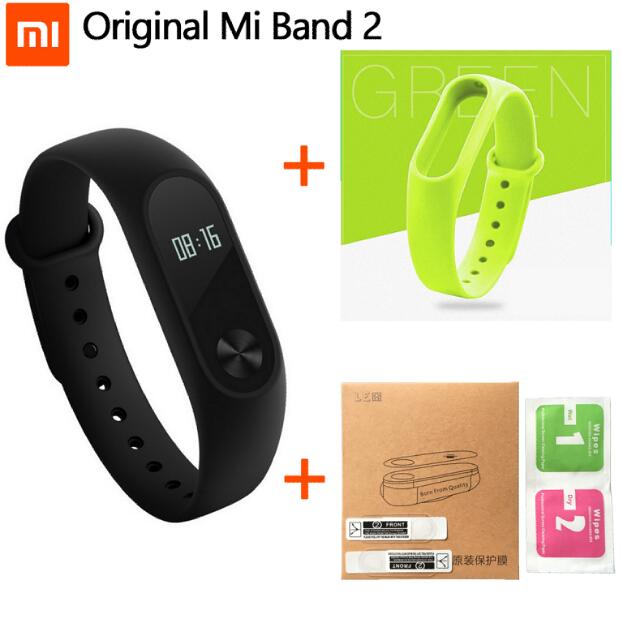 100% original xiaomi Mi Band 2 smart Wristband Bracelet Miband2 + Smart Heart Rate Fitness Touchpad: green