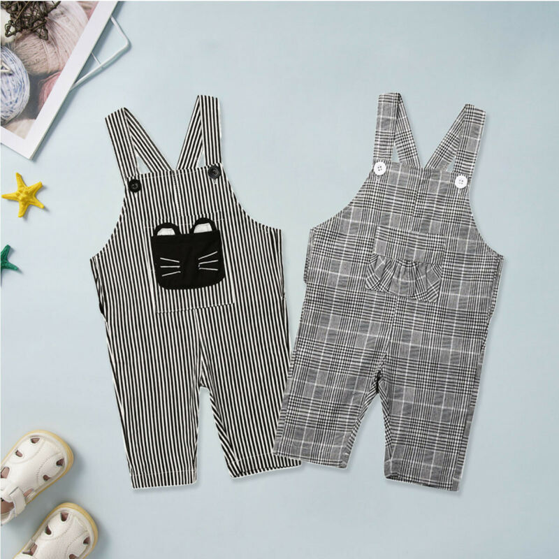 Neue Kinder Kinder Overalls Harem Hosen Jungen Mädchen Tasche Stricken Overalls Overalls Baby Kleidung Mädchen Insgesamt Plaid Striped 6M -3T