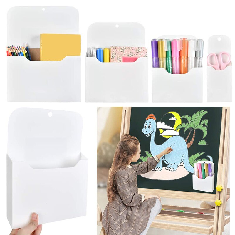 4 Pack netic File Holder,Office Supplies Wall-Mounted File Organizer, for Planners,Letter, Office, Locker (L,M,S,XS)