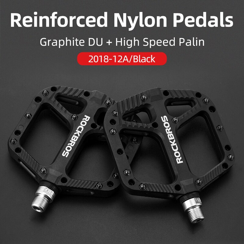 ROCKBROS Ultralight Seal Bearings Bicycle Bike Pedals Cycling Nylon Road bmx Mtb Pedals Flat Platform Bicycle Parts Accessories: 2018-12ABK