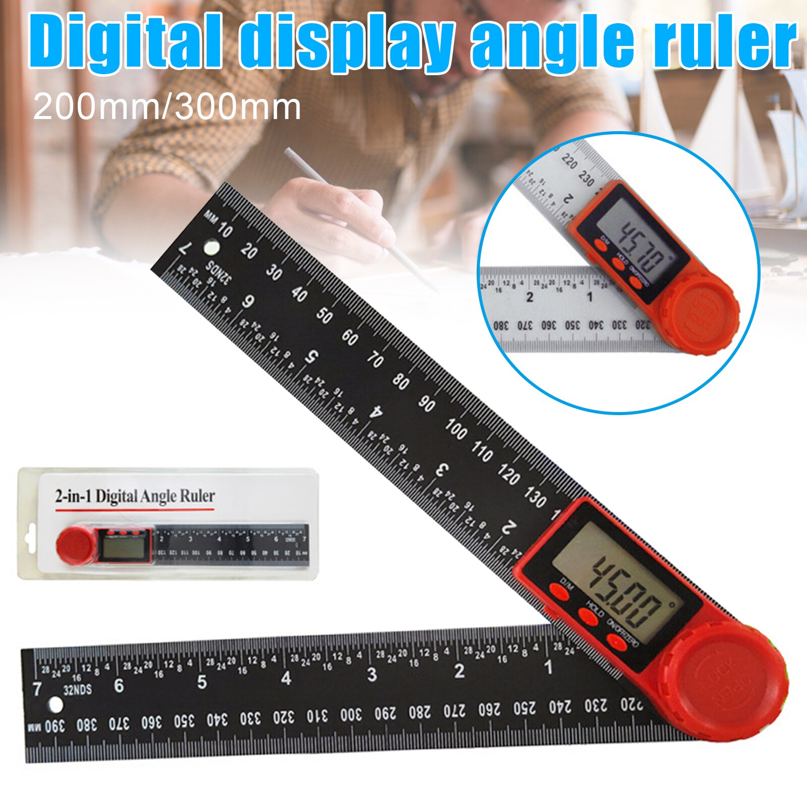 Digital Angle Finder Protractor 2-in-1 Plastic Digital Protractor for Woodworking Angle Measure Tool --M25