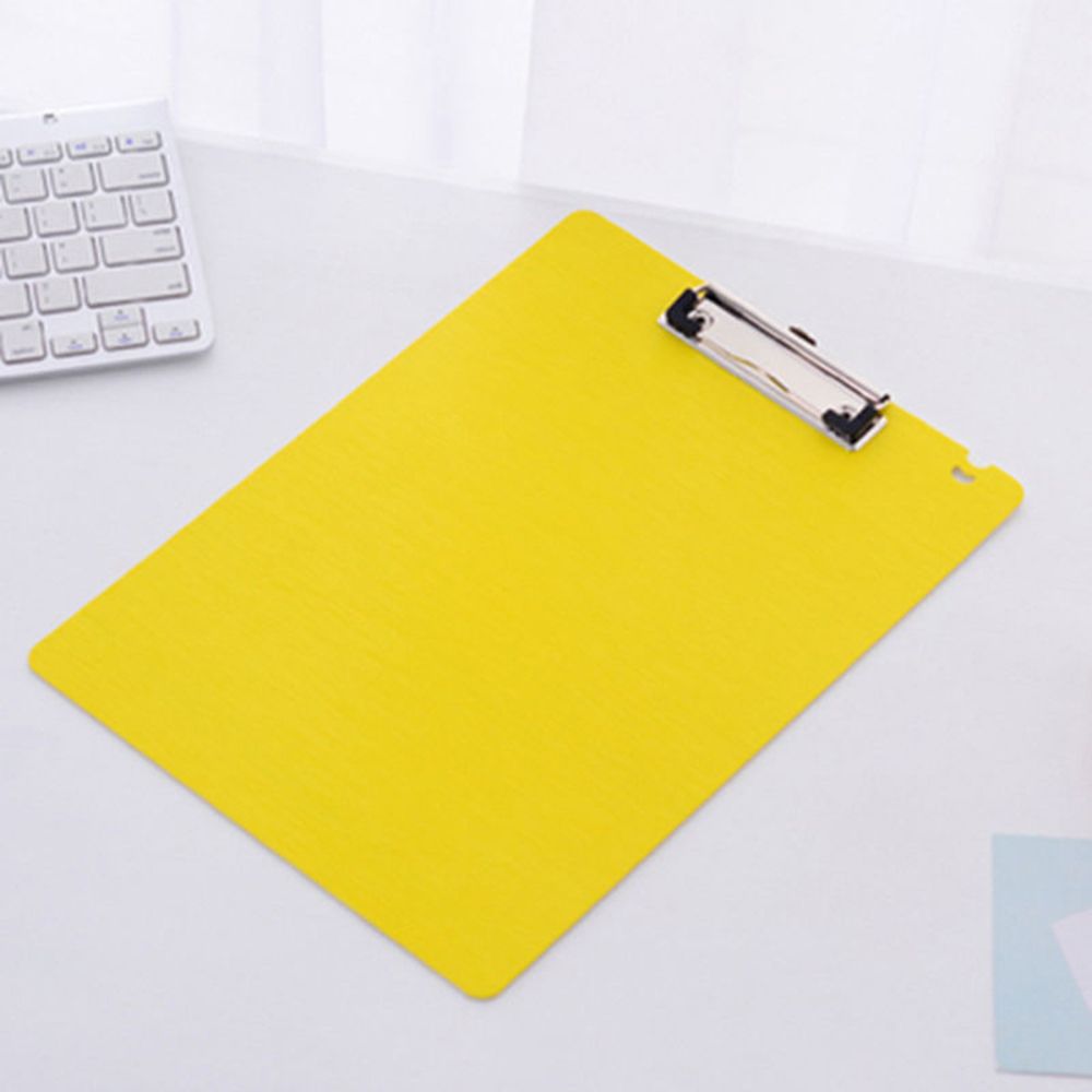 Student Plastic Blue/Black Solid A4 Size Document Clipboard Clip Board With Pen Holder School Office Supplies: yellow