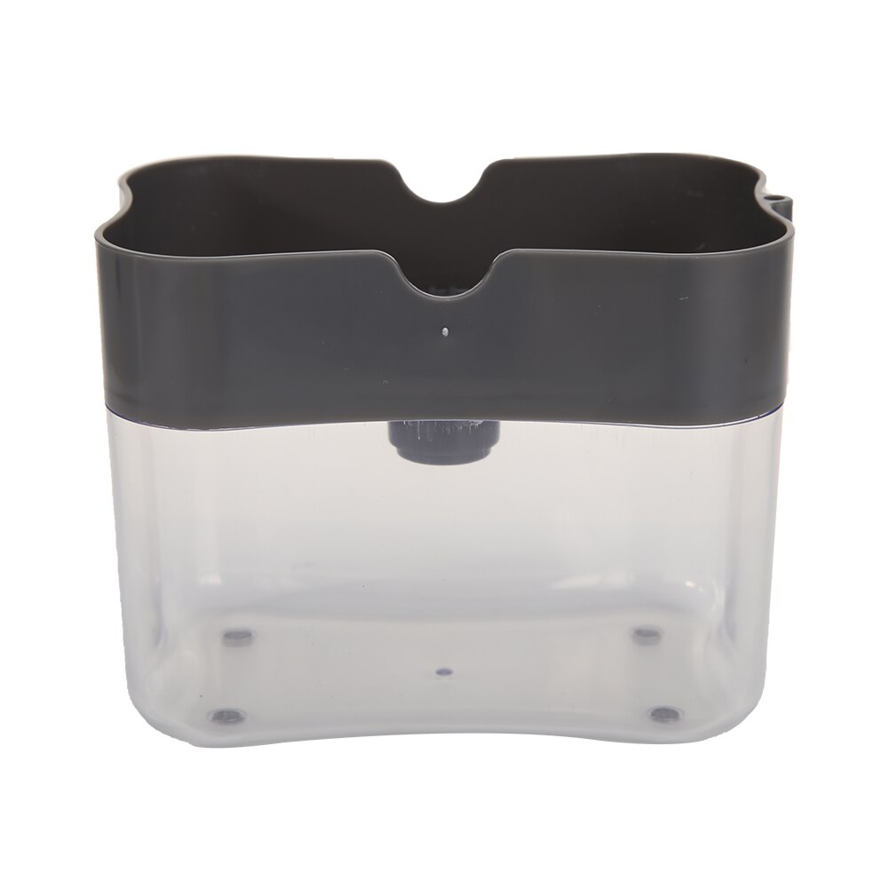 2- i -1 abs såpearrangør pumpe manuell trykk væske dispenser beholder med svamp stativ til kjøkken dårlig tilbehør tilbehør sett: Grå