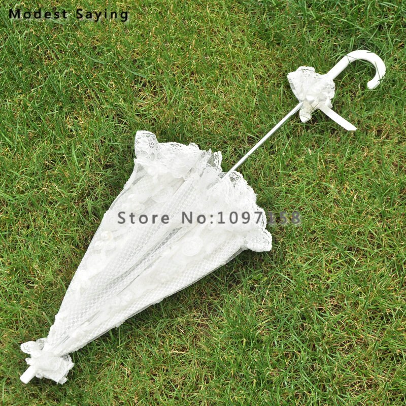 Ivoor Lange Kant Cover Bridal Douches Parasol Wedding Paraplu Accessoires Decoraties ombrelle mariage
