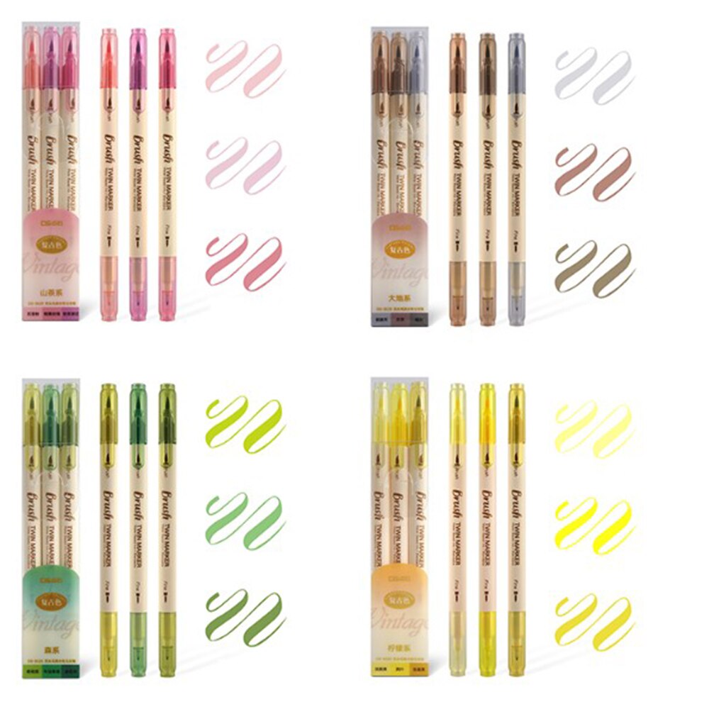 Kolor mazak zestaw pędzelków dwustronnie cienka wkładka woda tusz Blendable akwarela farba rysunek szkoła