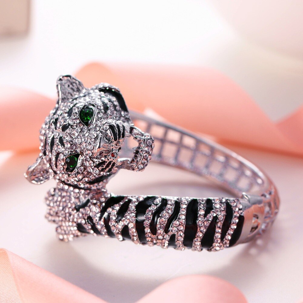 Tuliper браслет Women Bracelet Bangles For Women Tiger Animal Bracelet Crystal Party Jewelry Accessories Mujer Brazalete