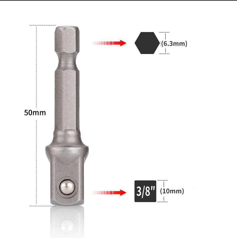 Socket Adapter Set Hex Shank to 1/4 3/8 1/2 Inch Impact Driver Drill Bits: B