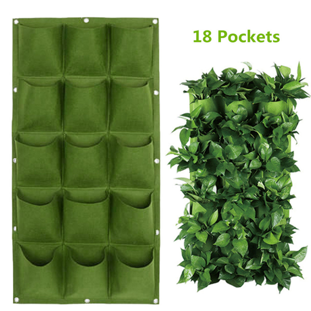 9/18 lommer væghængende plantetasker grøn voksetaske planter lodret havegrøntsager levende havepose potteforsyninger til hjemmet