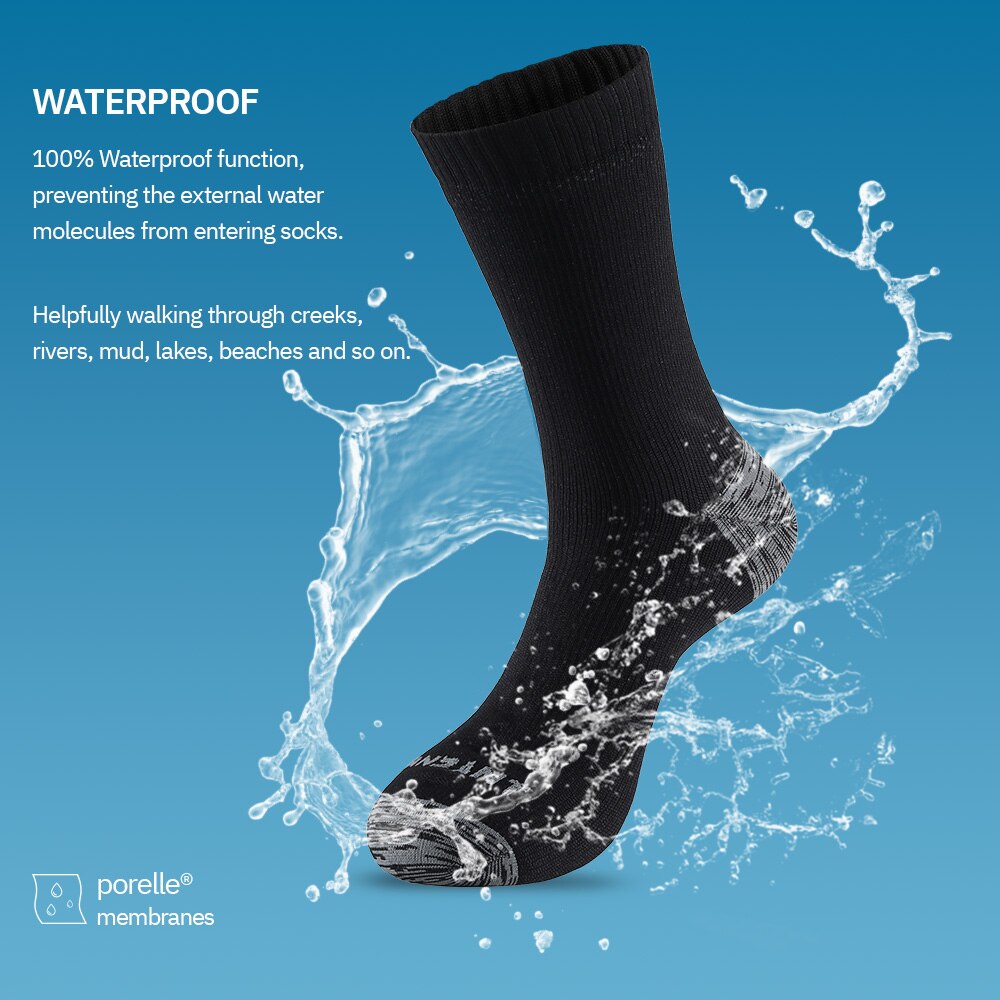 Wasserdichte Socken für Herren, Wärmer Schnee, Thermo-Sportsocke, PORELLE Membranen, Snowboard, Radfahren, Ski, Fahrrad, Winter, Schwarz, Blau