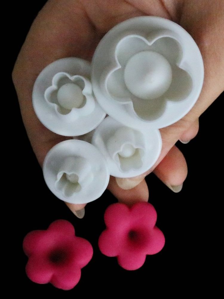 4 stk/sæt blomme marguerit småkage stempeludskærer fondant gum paste cupcake toppers form oval kiks kage dekoration presse wienerbrød værktøjer