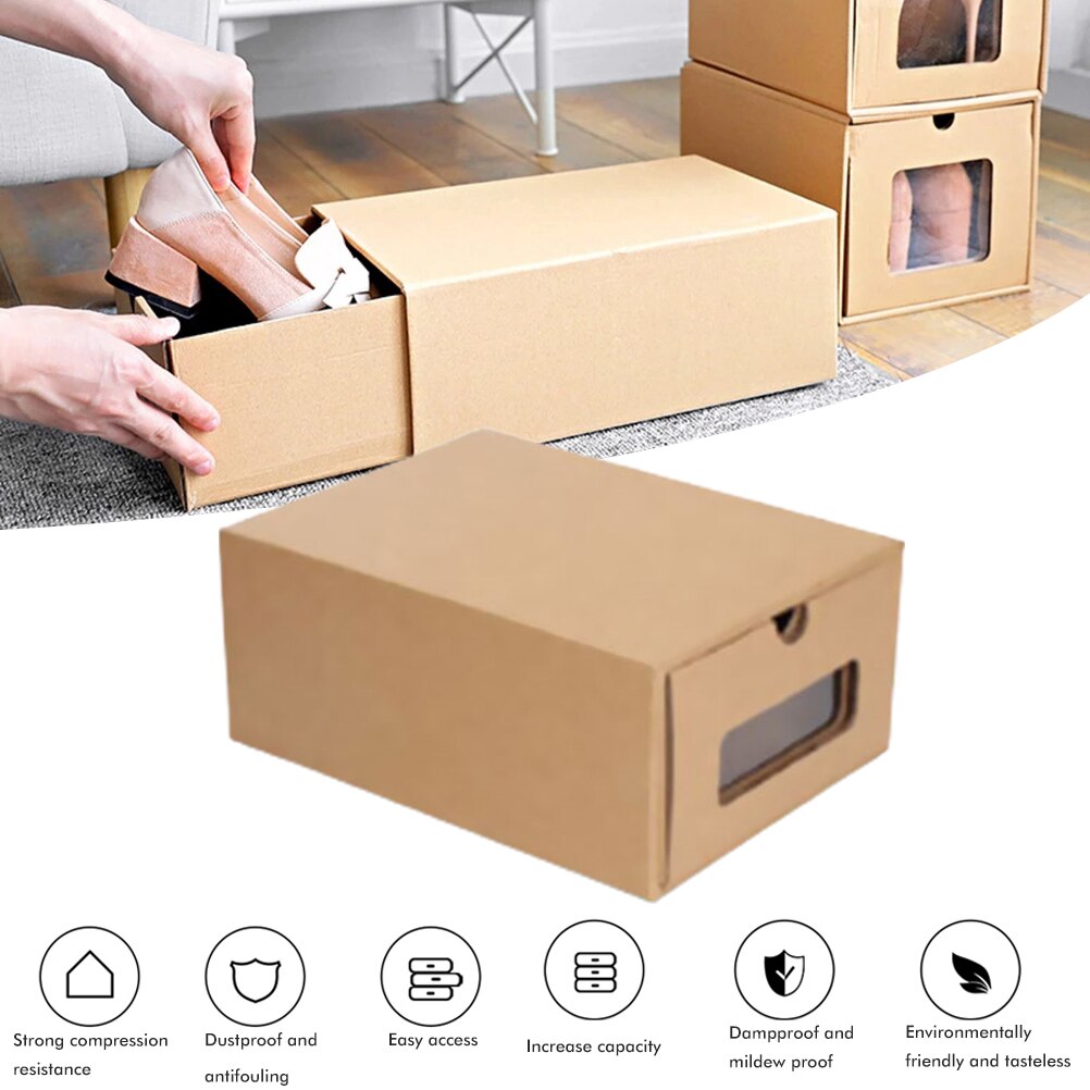 Kraft Paper Storage Box Packaging Box Wedding Party Small Transparent Drawer Shoebox Reusable Drawer Organizers Container: Kid