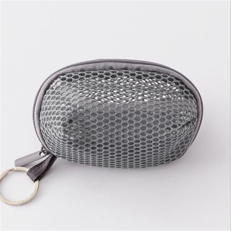 Mini Mesh Coin Purse Beauty Egg Sponge Storage Bag Goddess Portable Travel Use Dustproof Cosmetic Organizer Earphone Key Storage: Dark Grey