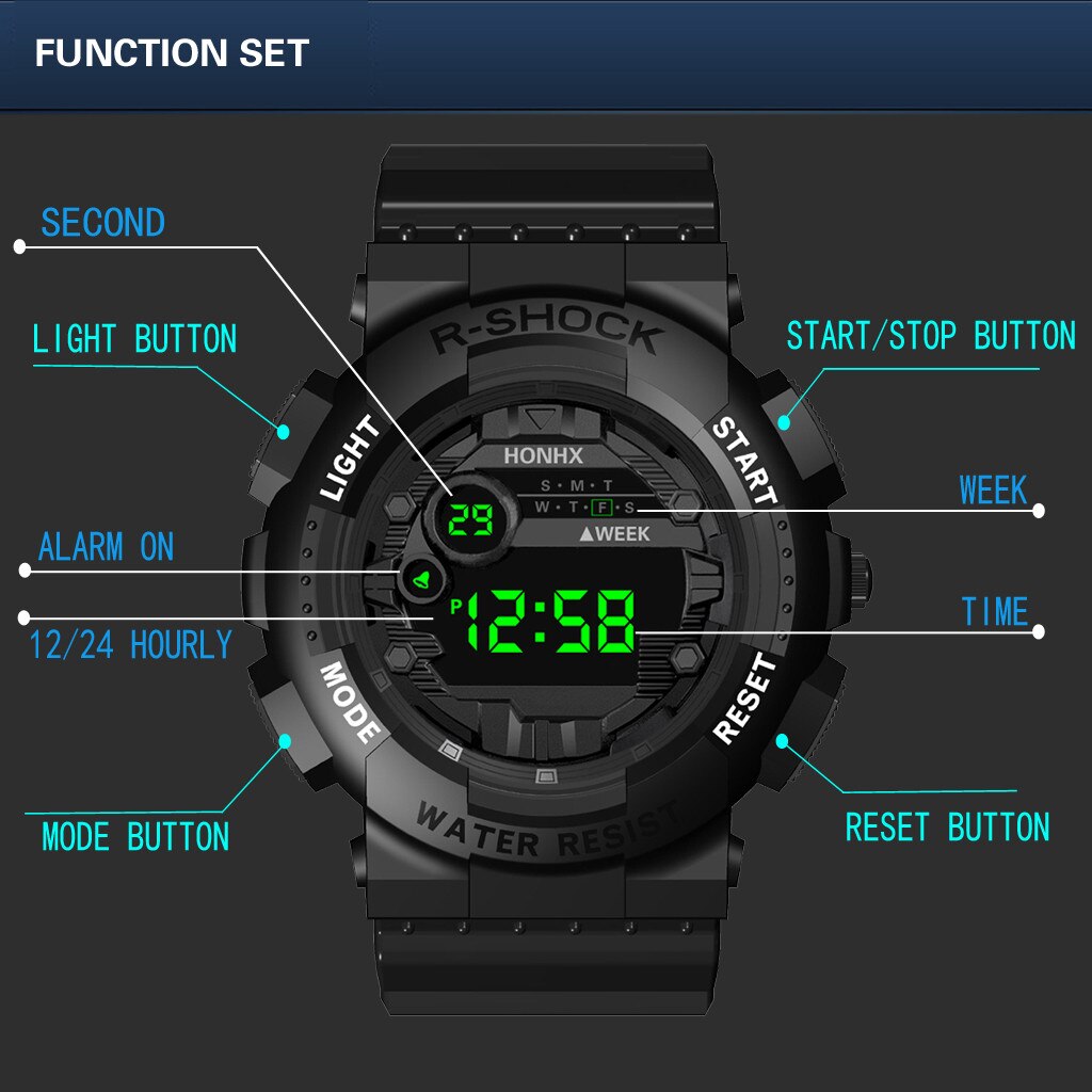 Heren Horloge Luxe Mode Heren Digitale Led Horloge Datum Sport Mannen Outdoor Elektronische Horloge Klok Dropshiping Heren Horloges