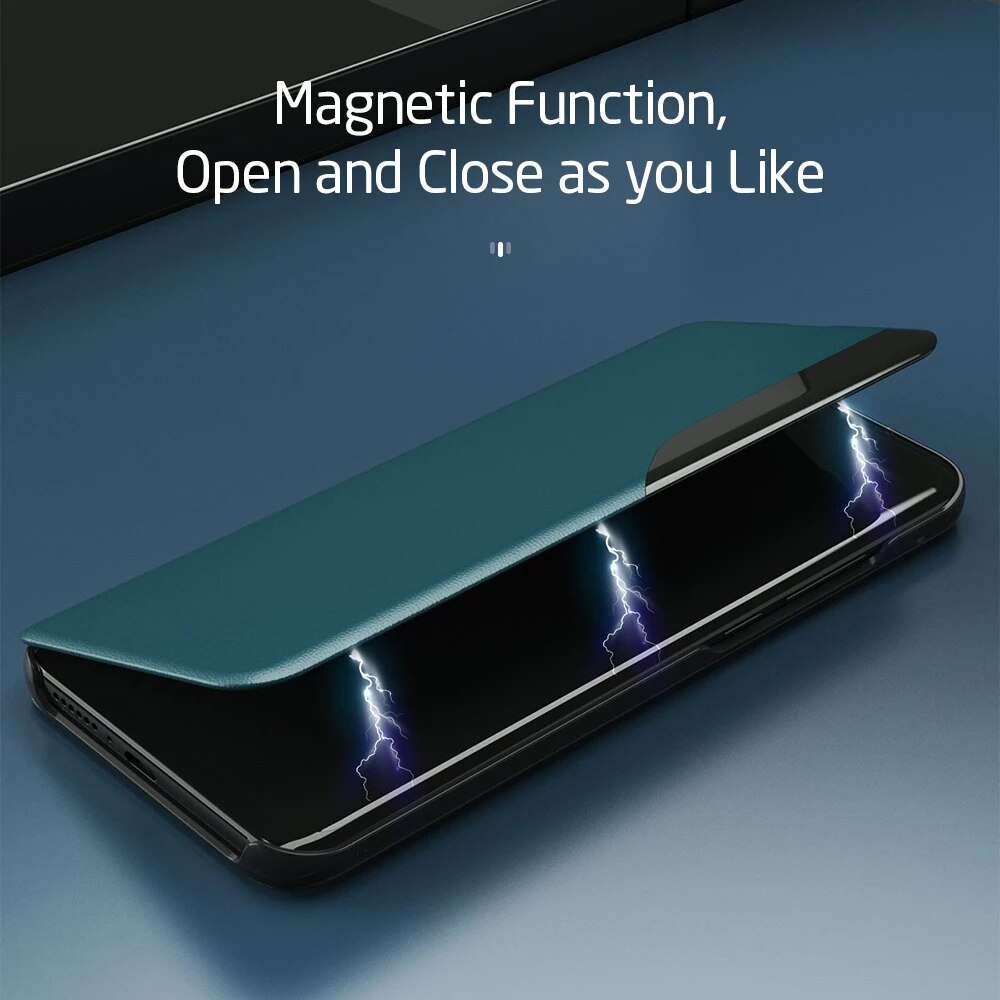 A52 Samsung 52 S A528B görünüm penceresi akıllı Flip Case Samsung Galaxy A52S 5G kapak lüks üzerinde orijinal manyetik deri telefon fundas RK9519