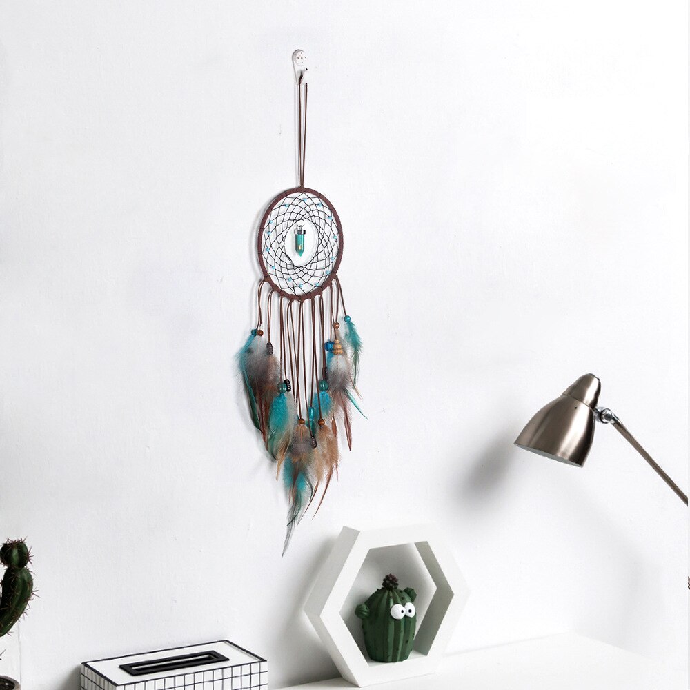 Eenvoudige turquoise dromenvanger enkele ring veer bedel balkon woonkamer slaapkamer hanger valentijnsdag speelgoed