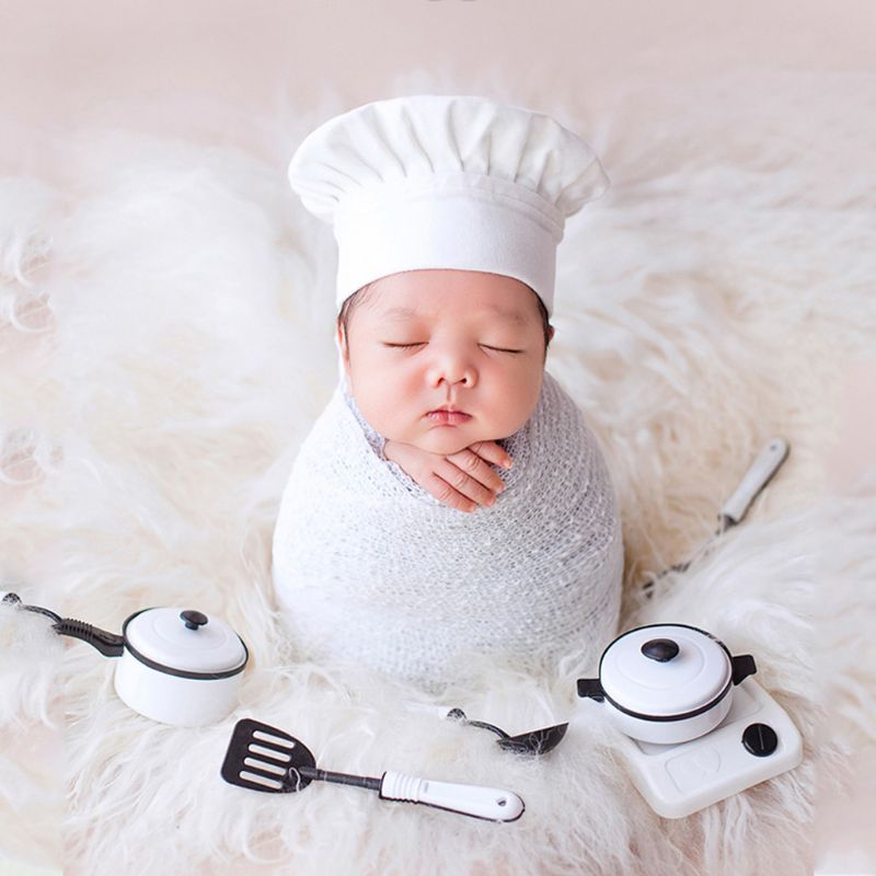 Babyfotografie rekwisieten kleine koksmuts witte stretchfolie kleine koksrekwisieten accessoires voor newborn fotografie  l4mc