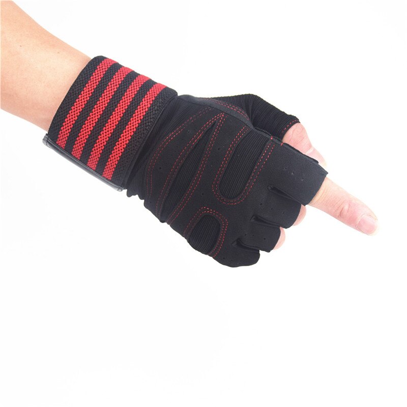 Weightlifting Gloves with Wrist Support for Heavy Exercise Body Building Gym Training Fitness Handschuhe Workout Crossfit Gloves: Red gloves / XL