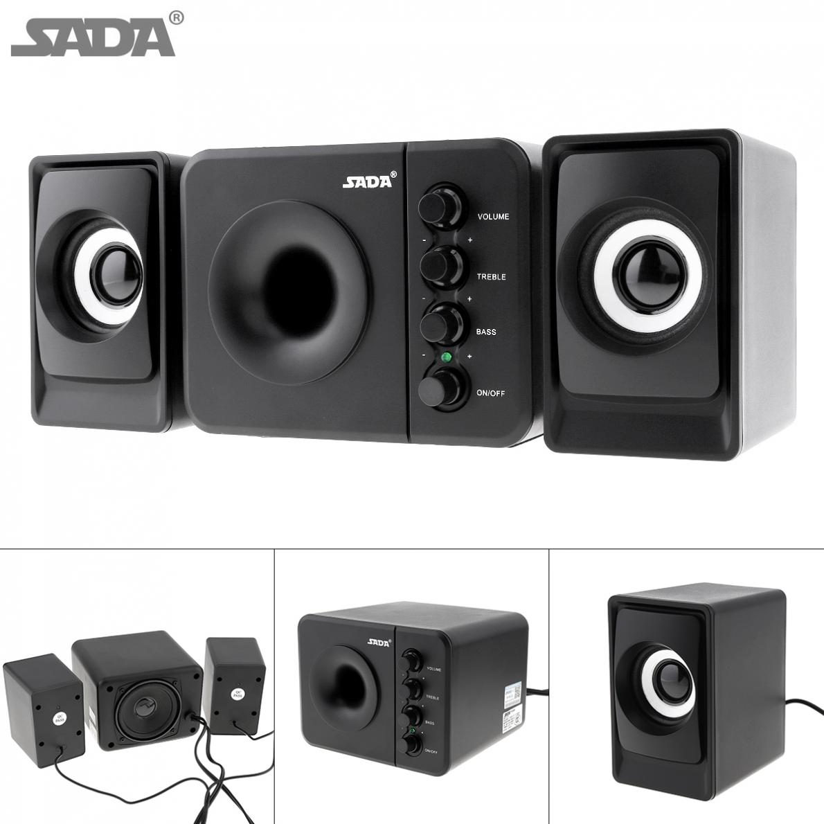 Altavoz de ordenador con Subwoofer USB 2,0 de SADA D-205 con enchufe de Audio de 3,5mm y enchufe de alimentación USB para ordenador de sobremesa ordenador portátil MP3 teléfono móvil MP4