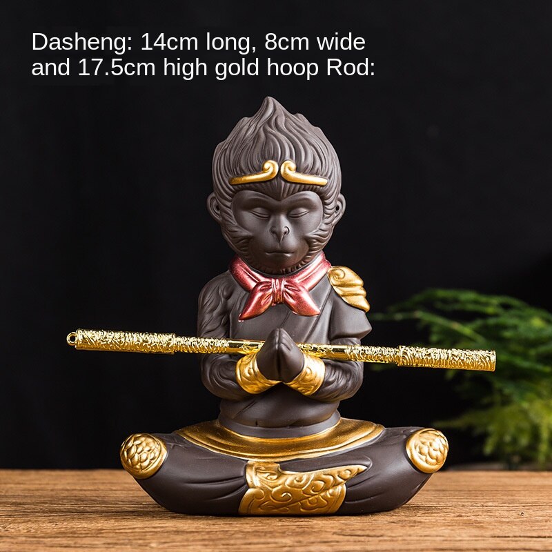 Monkey King Quest for The Sutra-Decoración de mesa de té púrpura, accesorios de estante de té, decoración de Cudgel dorado, té de arcilla para mascotas, ChineseTea: Big Tea pet3