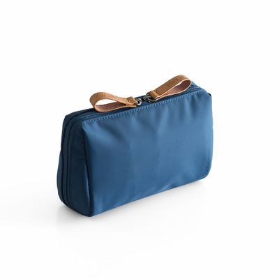 Beibaobao 1 pc solide sac cosmétique Style coréen femmes maquillage sac pochette trousse de toilette étanche trousse à maquillage à compartiments directe: blue
