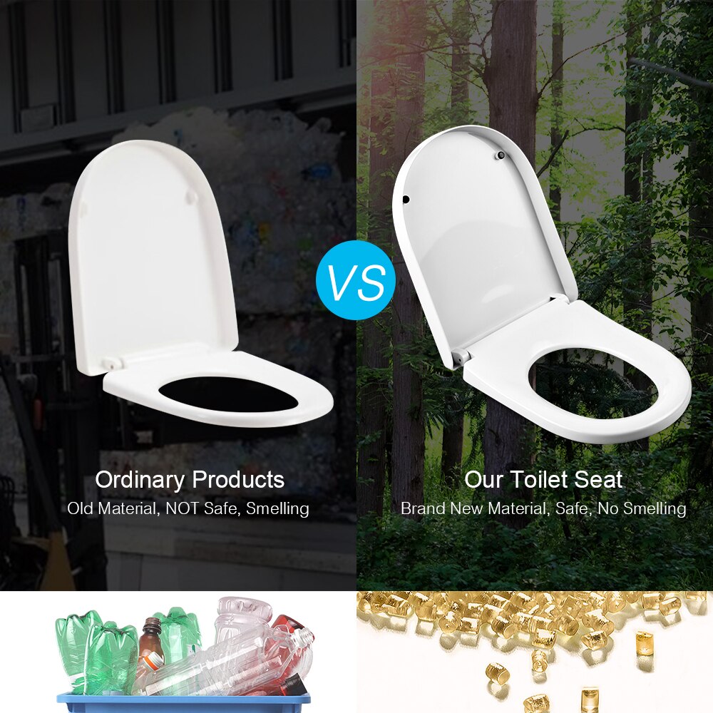 Bathroom Round Toilet Seat No Smelling Easy to Install &amp; Clean Toilet Seat with Lid Adjustable Distance