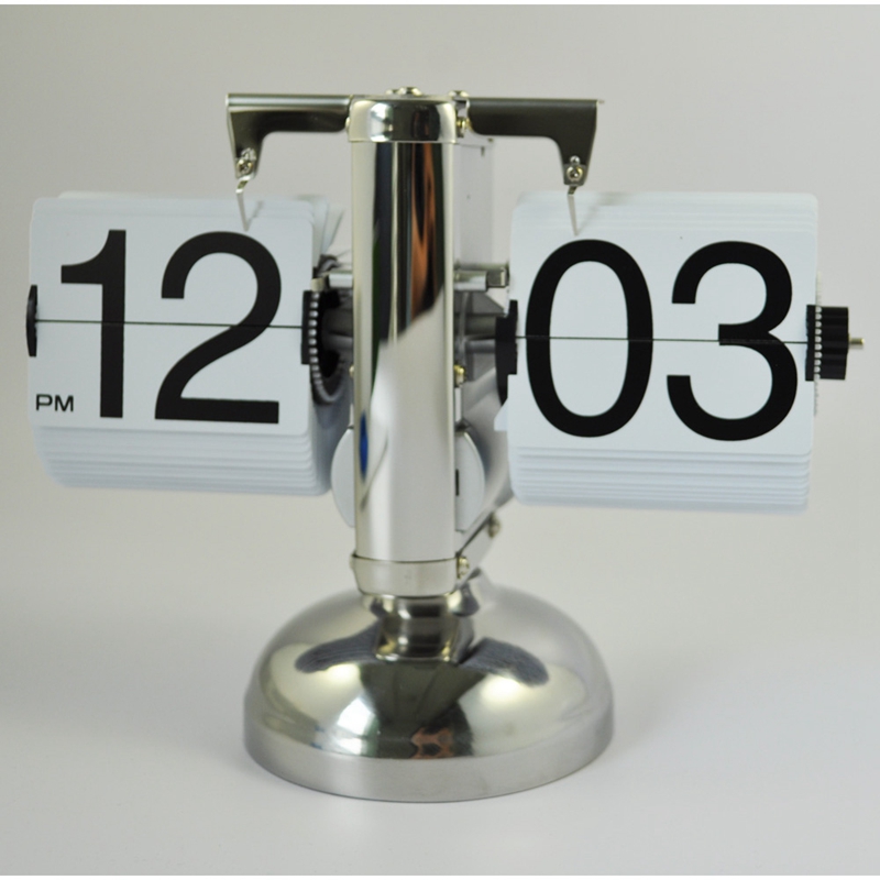 SODIAL(R) rétro horloge rabattable-commande par engrenage interne-blanc + attache de câble gratuite