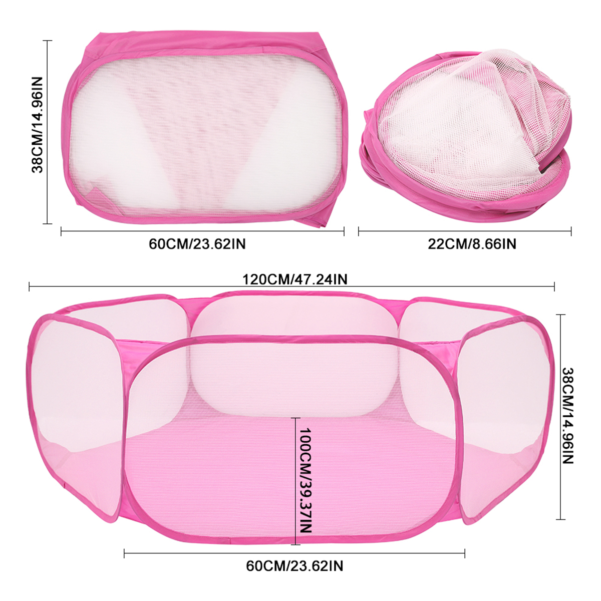 Portable Pet Playpen Cat Dog Cage Tent Playpen Folding Fence For Hamster Hedgehog Small Animals Breathable Puppy Outdoor Pet: Pink